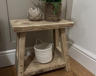 Rustic Side Table With Shelf