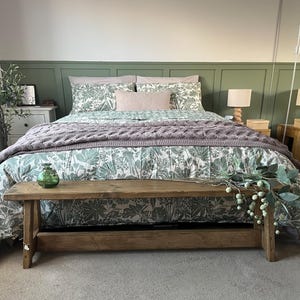 Handmade Reclaimed Wood End of Bed Bench: Rustic Scaffold Board afbeelding 1