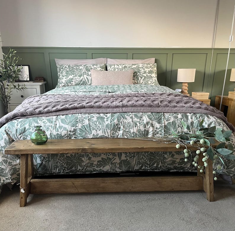Handmade Reclaimed Wood End of Bed Bench: Rustic Scaffold Board afbeelding 1
