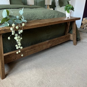 Handmade Reclaimed Wood End of Bed Bench: Rustic Scaffold Board afbeelding 6