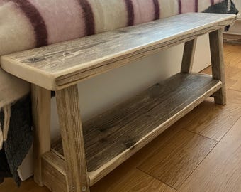 Handmade Rustic End of Bed Bench with shelf
