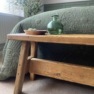 Handmade Reclaimed Wood End of Bed Bench: Rustic Scaffold Board afbeelding 3