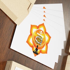 Carte de voeux pour chakra sacré, mandala lunatique pour toutes les occasions, 1 à 10 pièces, carte de remerciement pour anniversaire, méditation, Reiki