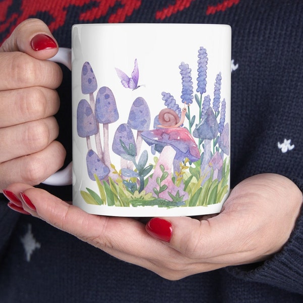 Watercolor Mug, Mushroom Mug, Graduation gift, Ceramic Mug, Gift for her, gift for friend, Coffee mug, Cute Mug, Cottagecore, 11oz Mug, Mug