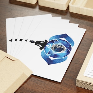Cartes de voeux pour le chakra du troisième œil, mandala spirituel pour toutes les occasions, 1 ou 10 cartes de gratitude d'anniversaire, de méditation Reiki pour un ami