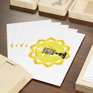 Cartes de voeux pour chakra du plexus solaire, dessins de mandalas spirituels pour toutes les occasions, 1 ou 10 cartes de remerciement pour anniversaire, méditation, Reiki