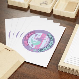 Cartes de voeux groovy pour maman capricorne, astrologie du zodiaque pour toutes les occasions, 1 ou 10 articles de papeterie, jeu de cartes de remerciement d'anniversaire pour maman
