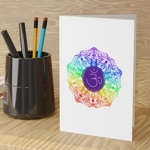 Bunte Chakra Grußkarten, spirituelle OM Mandala Designs für jeden Anlass | 1-10 Stück | Meditation, Geburtstag, Dankbarkeit, Dankes-Karte