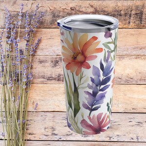 Wildflower Tumbler 20oz: Floral Stainless Steel Insulated Cup