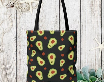 Avokado-tygväska, tygväska, söt tygväska, axelväska, grönsaksväska, rolig väska, present till vän, avokadoväska, Cottagecore-presentväska med frukt