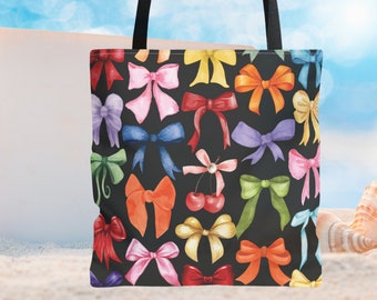 Coquette Tote, Bow Tote Bag, Canvas Tote, Cute Tote, Schoudertas, Meisjes tote tas, Cottagecore tote bag, Dames Tote Bag, Moederdag cadeau