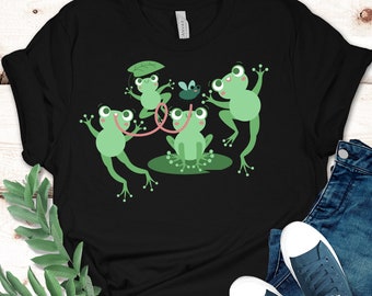 Frog T-shirt, Cute Shirt, Cottagecore gift, Fun Shirt, Comfy Tee, Girls shirt, Back to school, Frog lover shirt, Christmas gift, frog tee