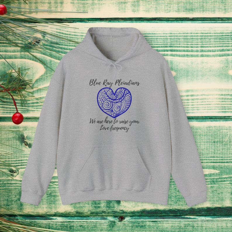 Pleiadian Hoodie: Spiritual Design Unisex Pullover, Blue Ray Pleiadian Sweatshirt, Starseed Apparel, Metaphysical Yoga Hoodie Sport Grey