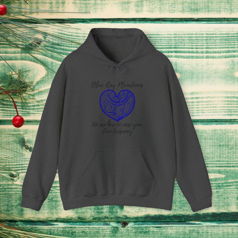 Pleiadian Hoodie: Spiritual Design Unisex Pullover, Blue Ray Pleiadian Sweatshirt, Starseed Apparel, Metaphysical Yoga Hoodie Dark Heather