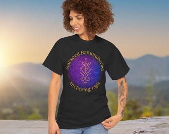 Spiritual Cotton Tee, Metaphysical Affirmation, Sacred Geometry, Starseed Remembering, Healing T-Shirt with Sigil, Mindfulness Yoga Shirt