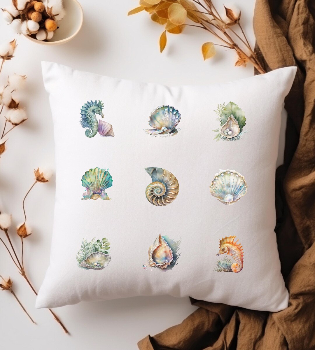 Coastal Shell Hook Pillow