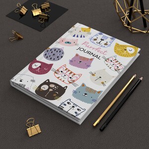 Carnet cartonné Chat Purrfect | Journal intime de chat mignon pour les amoureux des animaux, journal d'animal de compagnie, prise de notes, cadeau pour des enfants, journal de chat d'adolescent de papeterie