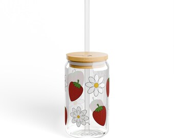 Strawberry Sipper Glass, 16oz