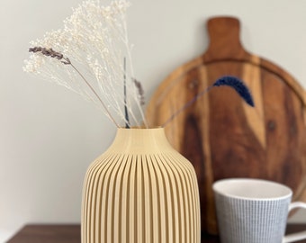 Serene Sands / Decorative 3D-printed vase / dried flowers / deco / Desert tan