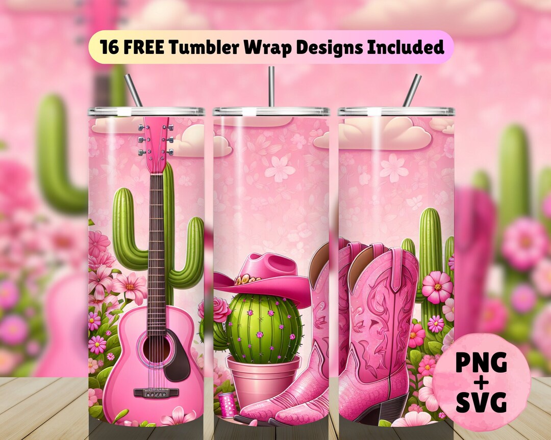 Pink Cowgirl Tumbler Wrap, 20 Oz Skinny Tumbler Sublimation Design ...