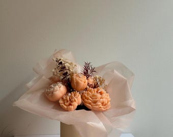 Bouquet di candele di peonie fatte a mano: regalo floreale per la casa