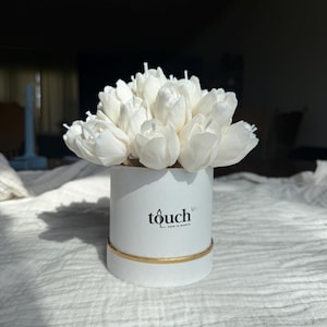 Buquê de velas de cera de soja, vela de tulipa artesanal, decoração de casamento