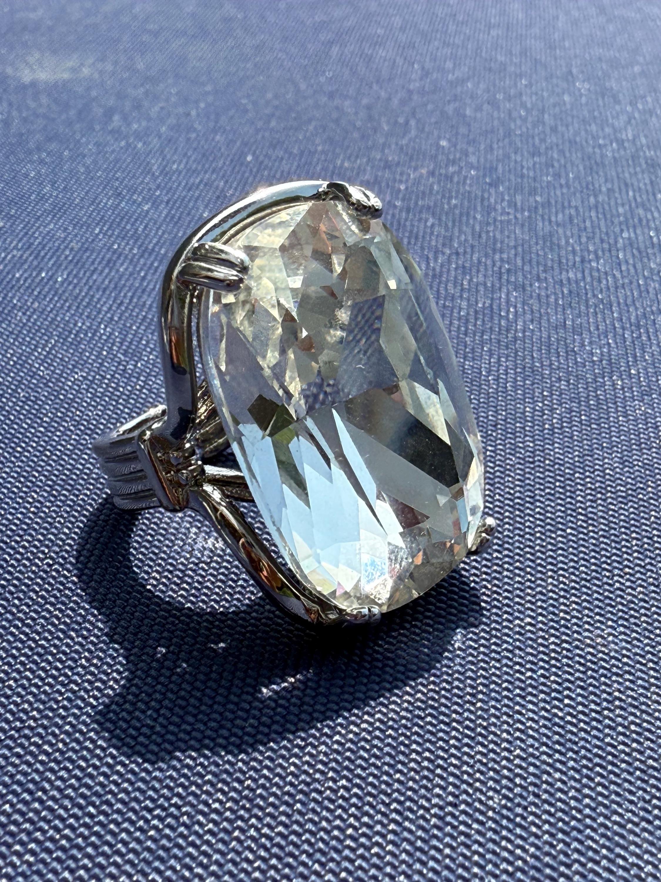Crystal Statement Ring Large | Bold Cocktail Ring | Clear Gemstone ...