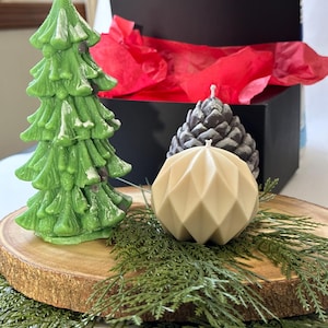 Winter Candle Set -Christmas Tree Candle Set - Pinecone & Christmas tree decoration Holiday Candles