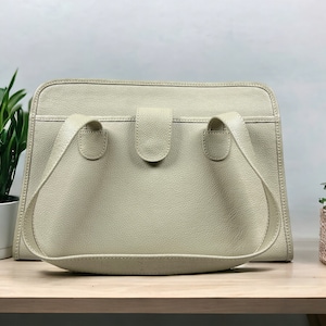 Cream Color Leather shoulder bag | Crossbody Leather Bag | Minimalist bag | Leather Bag Women | Christmas Gift for her | Leather Purse