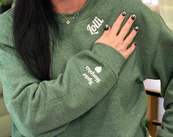 Embroidered Lolli Sweatshirt: Personalized Grandkids Names, Grandma Gift