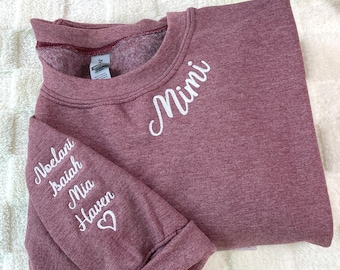 Personalized Mimi Sweatshirt: Embroidered Grandma Gift, Custom Crewneck