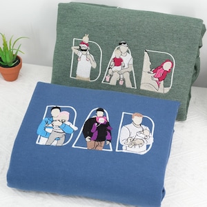 Gesticktes individuelles Porträt vom Foto-T-Shirt, personalisiertes Vatertagsgeschenk, personalisiertes Vatertagsgeschenk, Vater-Geburtstagsgeschenk Bild 8