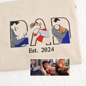 Gesticktes individuelles Porträt vom Foto-T-Shirt, personalisiertes Vatertagsgeschenk, personalisiertes Vatertagsgeschenk, Vater-Geburtstagsgeschenk Bild 12