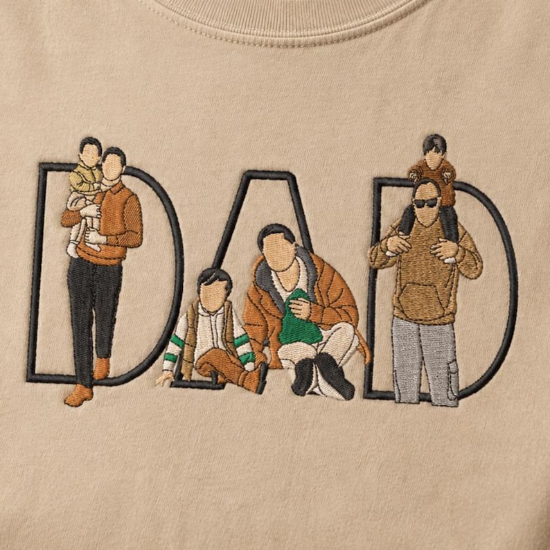 Gesticktes individuelles Porträt vom Foto-T-Shirt, personalisiertes Vatertagsgeschenk, personalisiertes Vatertagsgeschenk, Vater-Geburtstagsgeschenk Bild 2