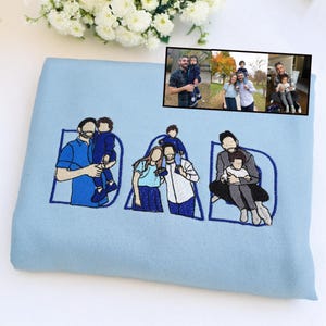 Gesticktes individuelles Porträt vom Foto-T-Shirt, personalisiertes Vatertagsgeschenk, personalisiertes Vatertagsgeschenk, Vater-Geburtstagsgeschenk Bild 9