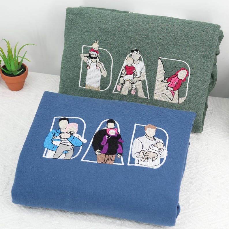 Gesticktes individuelles Porträt vom Foto-T-Shirt, personalisiertes Vatertagsgeschenk, personalisiertes Vatertagsgeschenk, Vater-Geburtstagsgeschenk Bild 8