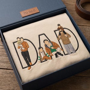 Gesticktes individuelles Porträt vom Foto-T-Shirt, personalisiertes Vatertagsgeschenk, personalisiertes Vatertagsgeschenk, Vater-Geburtstagsgeschenk Bild 3