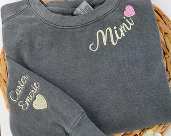 Op maat geborduurd Mimi-sweater - comfortkleuren oma-sweater - zwangerschapsaankondiging - gepromoveerd tot oma cadeau