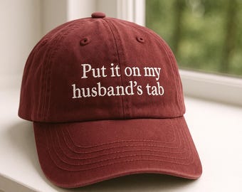 Gorra bordada para papá con el mensaje "Ponlo en la cuenta de mi esposo": un regalo divertido