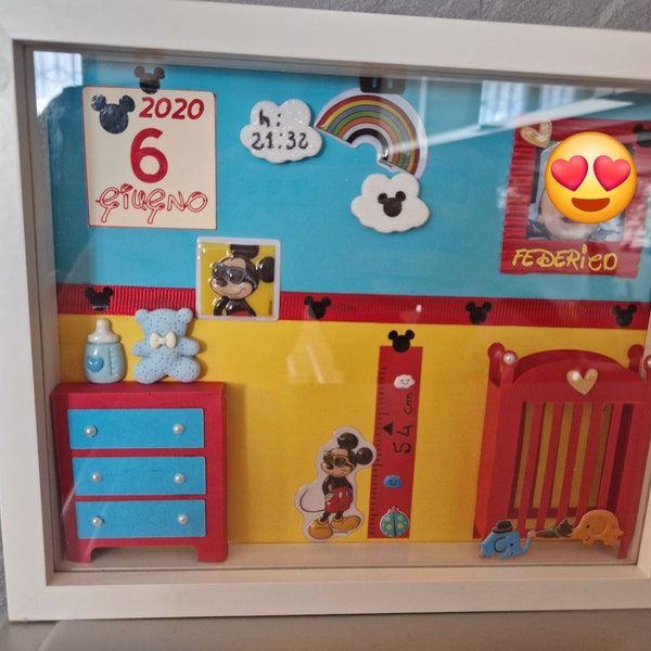 Cornice Nascita Personalizzata Tema Mickey Mouse