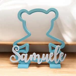Sagoma Orsetto con nome personalizzato , adatta per Nascita, Compleanno, Battesimo, Prima Comunione, Bimbo e bimba.