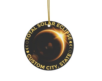 Personalized Solar Eclipse 2024 Ornament Path of Totality Ornament, April 8 2024, Eclipse Souvenir, Astronomy Gift