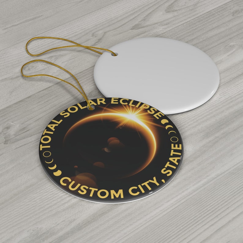 Personalized Solar Eclipse 2024 Ornament Path of Totality Ornament, April 8 2024, Eclipse Souvenir, Astronomy Gift image 3