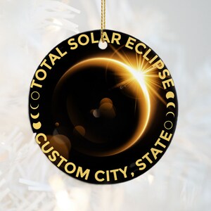 Personalized Solar Eclipse 2024 Ornament Path of Totality Ornament, April 8 2024, Eclipse Souvenir, Astronomy Gift image 8