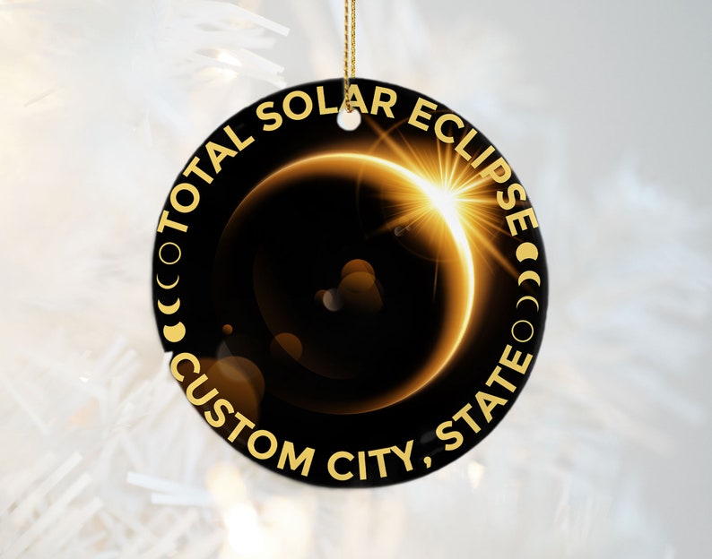 Personalized Solar Eclipse 2024 Ornament Path of Totality Ornament, April 8 2024, Eclipse Souvenir, Astronomy Gift image 8