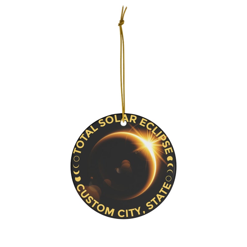 Personalized Solar Eclipse 2024 Ornament Path of Totality Ornament, April 8 2024, Eclipse Souvenir, Astronomy Gift image 1