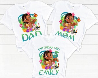 Custom Moana Birthday Shirt Moana Family Matching Shirts, Birthday Squad Shiry, Moana Birthday Party, Birthday Girl Shirt