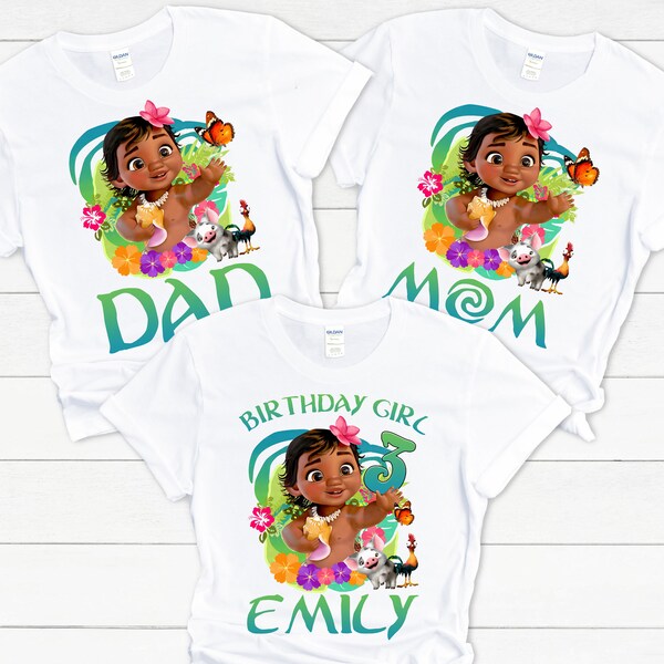 Custom Moana Birthday Shirt Moana Family Matching Shirts, Birthday Squad Shiry, Moana Birthday Party, Birthday Girl Shirt