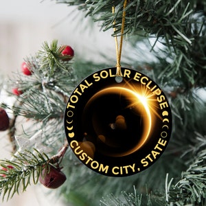 Personalized Solar Eclipse 2024 Ornament Path of Totality Ornament, April 8 2024, Eclipse Souvenir, Astronomy Gift image 7