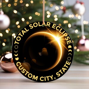 Personalized Solar Eclipse 2024 Ornament Path of Totality Ornament, April 8 2024, Eclipse Souvenir, Astronomy Gift image 6
